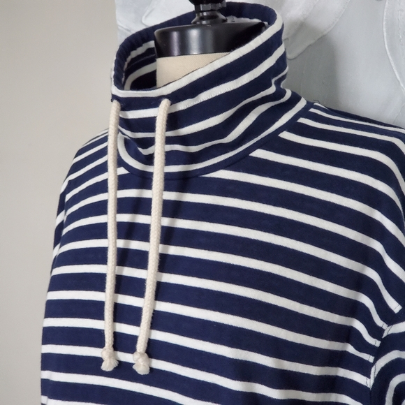 J. Crew Blue Striped Nautical Mariner Cloth Turtleneck Sweater Small - Picture 3 of 5